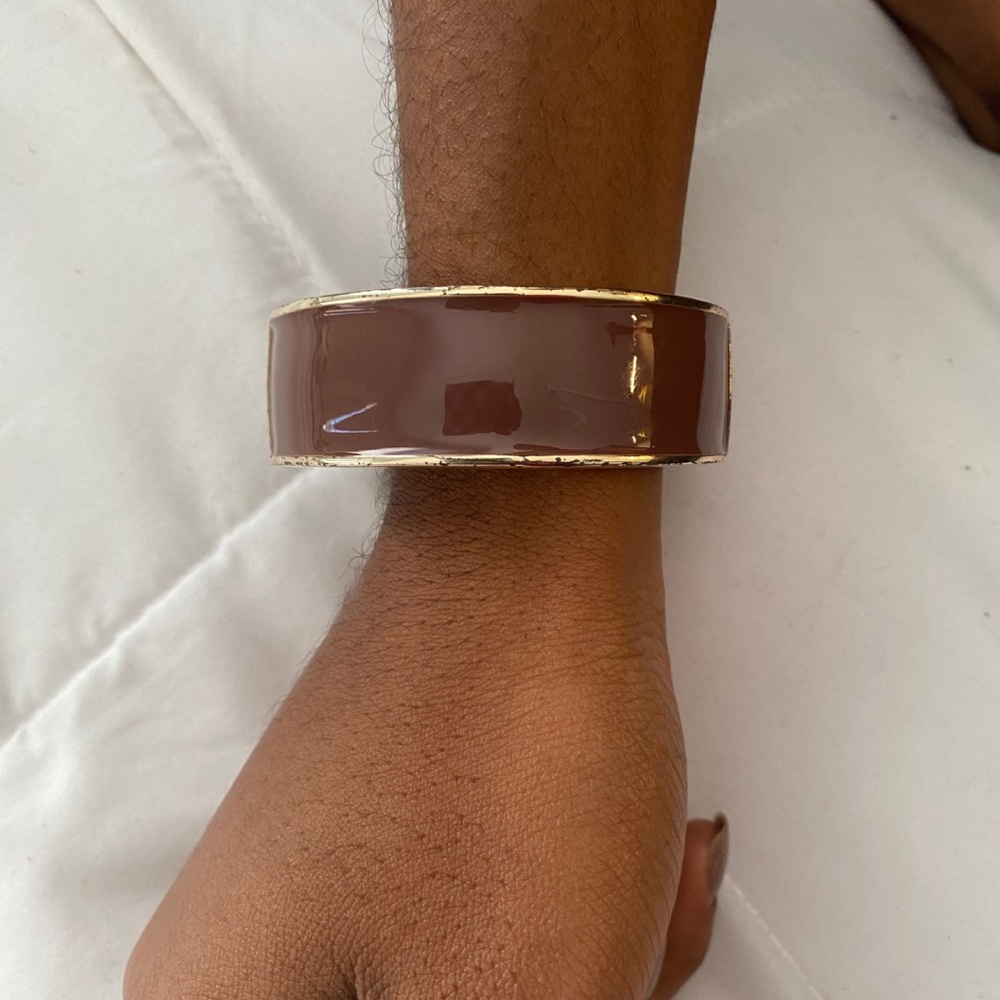 Brown and Silver Trimmed Bracelet